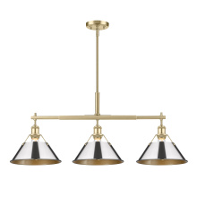 Golden 3306-LP BCB-CH - Yep by Golden Lighting Orwell 3-light Island Light in Brushed Champagne Brass and Chrome shade